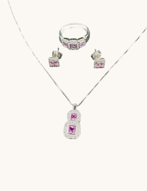 14K W Gold Set of 3 pink Sapphire